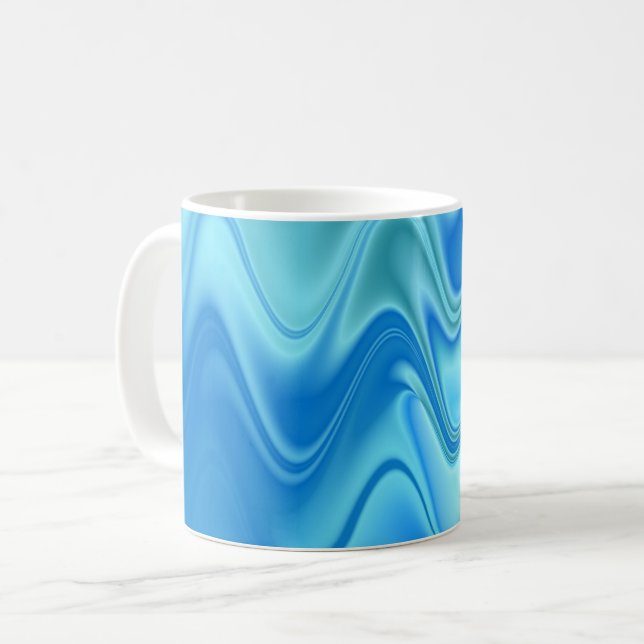 Wavy Blue Abstrakt Kaffeetasse (Vorderseite Links)