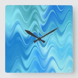 Wavy Blue Abstrakt Quadratische Wanduhr