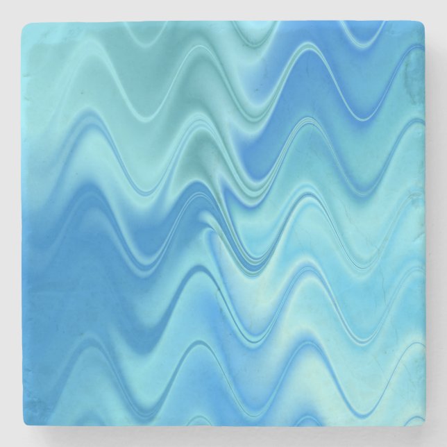 Wavy Blue Abstrakt Steinuntersetzer (Vorderseite)