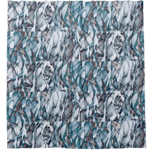 Wavy Blue Gold Abstrakt Art Beach Handtuch Duschvorhang (Vorderseite)