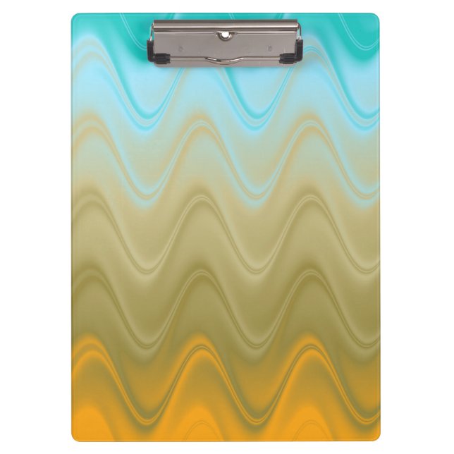 Wavy Blue Green Orange Abstrakt Klemmbrett (Vorderseite)