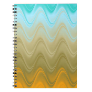 Wavy Blue Green Orange Abstrakt Notizblock
