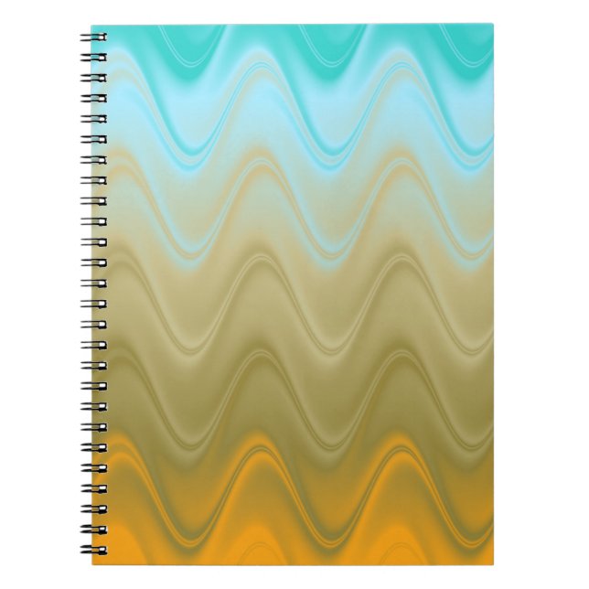 Wavy Blue Green Orange Abstrakt Notizblock (Vorderseite)