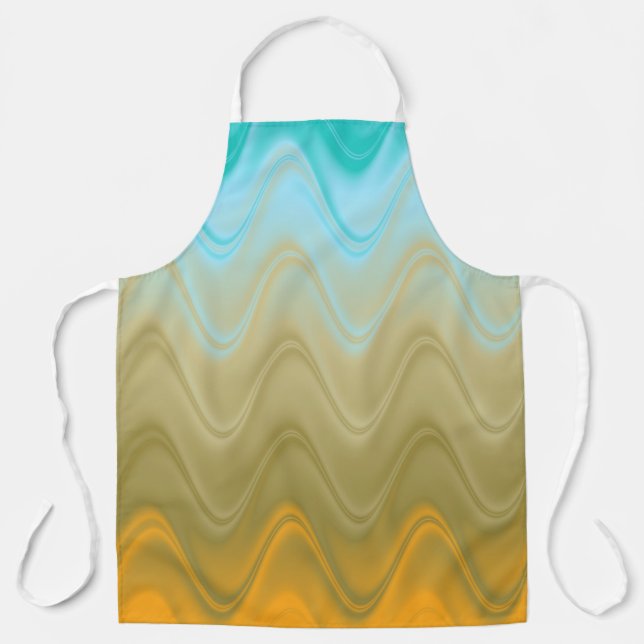 Wavy Blue Green Orange Abstrakt Schürze (Vorderseite)