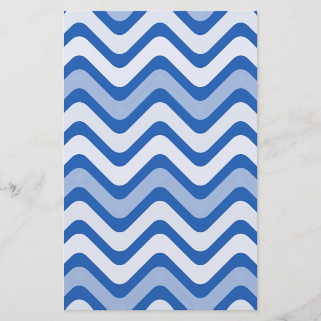 Wavy Blue Pattern Briefpapier (Vorderseite)