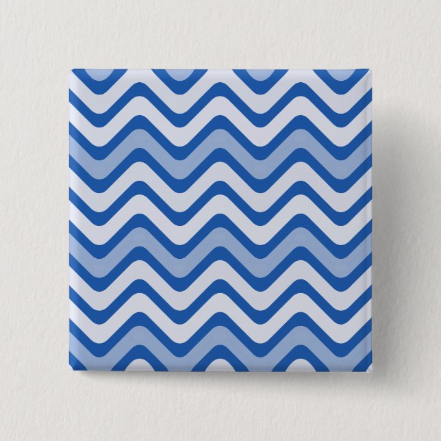Wavy Blue Pattern Button (Vorderseite)