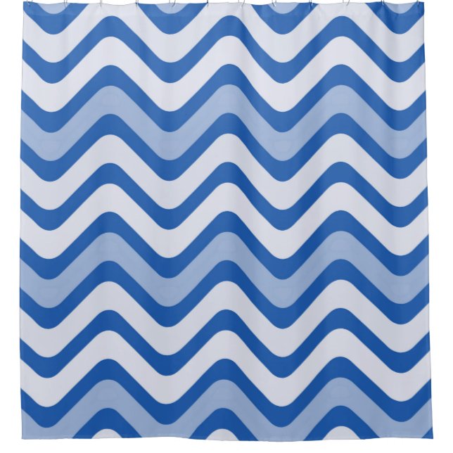 Wavy Blue Pattern Duschvorhang (Vorderseite)