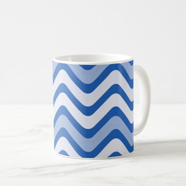 Wavy Blue Pattern Kaffeetasse (VorderseiteRechts)