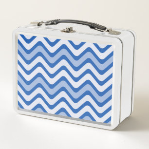 Wavy Blue Pattern Metall Brotdose