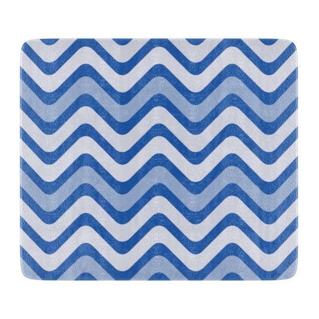 Wavy Blue Pattern Schneidebrett (Vorderseite)