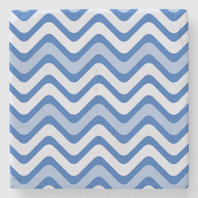 Wavy Blue Pattern Steinuntersetzer (Vorderseite)