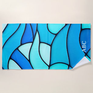 WAVY BLUE STAINED GLASS STRANDTUCH