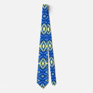 Wavy Blue und Gelb Kaleidoskop Krawatte