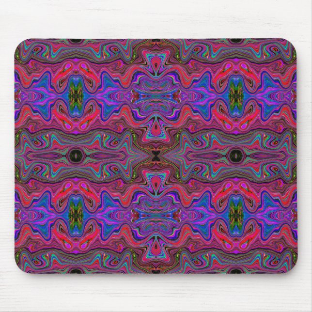 Wavy Blue und Rainbow Red Trippy Muster Mousepad (Vorne)