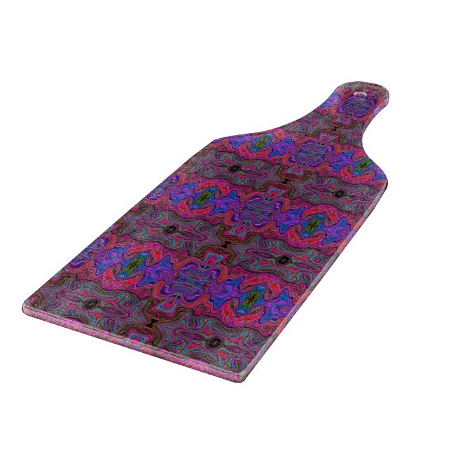 Wavy Blue und Rainbow Red Trippy Muster Schneidebrett (Ecke)