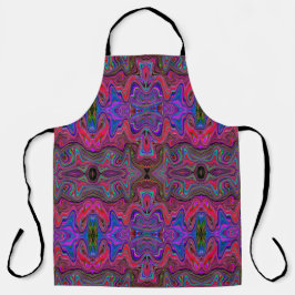 Wavy Blue und Rainbow Red Trippy Muster Schürze