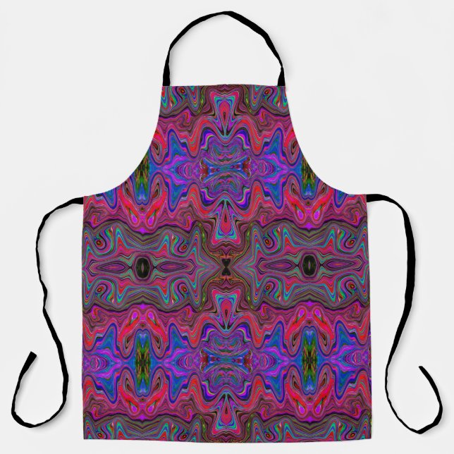 Wavy Blue und Rainbow Red Trippy Muster Schürze (Vorderseite)