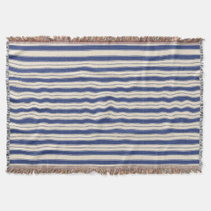 Wavy Blue und White Stripes Decke