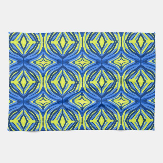 Wavy Blue und Yellow Kitchen Handtücher (Horizontal)