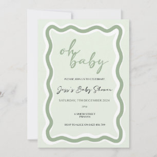 Wavy Border Baby Dusche Einladung