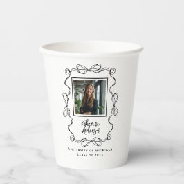 Wavy Border Black Bow Foto Abschluss Paper Cup Pappbecher