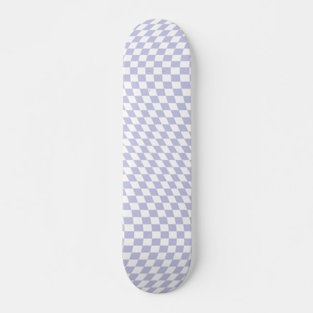 Wavy Checkered Pastel Purple Checkerboard Pattern Skateboard (Vorne)
