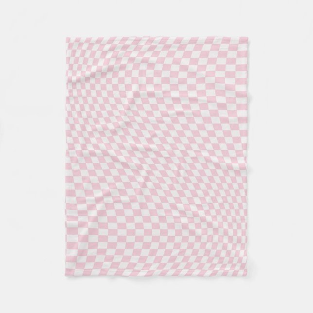 Wavy Checkered Pastell Pink Checkerboard Muster Fleecedecke (Vorderseite)