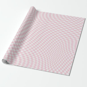 Wavy Checkered Pastell Pink Checkerboard Muster Geschenkpapier