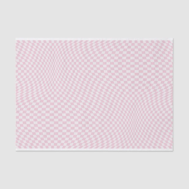 Wavy Checkered Pastell Pink Checkerboard Muster Seidenpapier (Vorderseite)