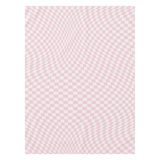 Wavy Checkered Pastell Pink Checkerboard Muster Tischdecke (Vorderseite)