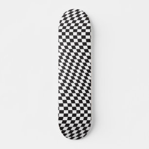 Wavy Checkered Schwarz-weiß Checkerboard Muster Skateboard
