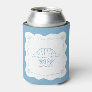 Wavy Coastal Moderne Minimalistisch Dusty Blue Wed Dosenkühler