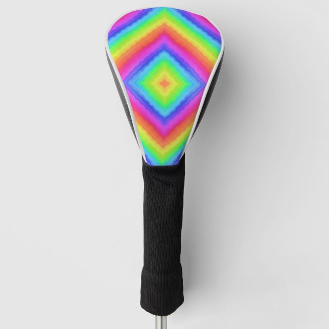 Wavy Colorful Square Psychedelic Muster Golf Headcover (Vorderseite)
