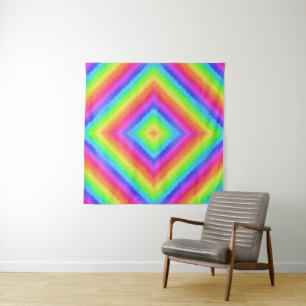 Wavy Colorful Square Psychedelic Muster Wandteppich