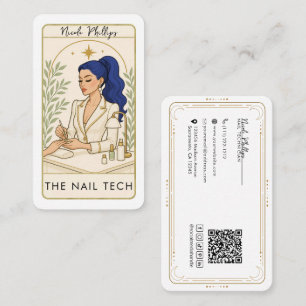 Wavy Cosmic Blue Hair Nail Tech Social Media QR Visitenkarte