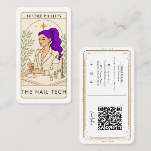 Wavy Cosmic Lila Hair Nail Tech Social Media QR Visitenkarte