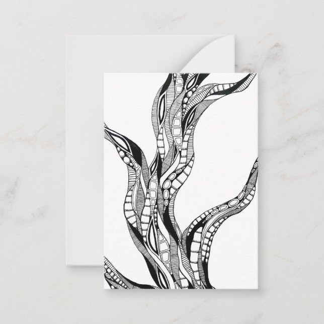 Wavy Curved Abstract Tree Pen Drawing Mitteilungskarte (Vorderseite)