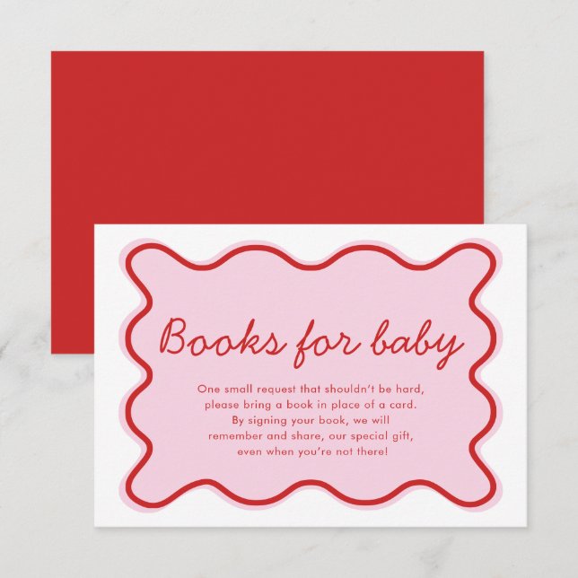Wavy Curvy Pink and Red Baby Showbücher für Baby Einladung (Vorne/Hinten)