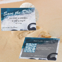 Wavy Dark Blue Ocean Save the Date Beach Hochzeit