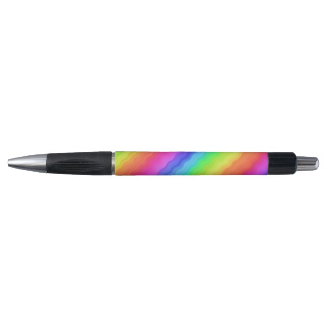 Wavy Diagonal farbenfrohe Regenbogendesign Kugelschreiber (Vorderseite)
