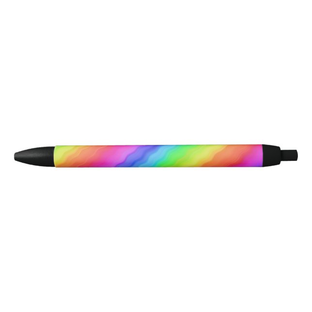 Wavy Diagonal farbenfrohe Regenbogendesign Kugelschreiber (Vorderseite)