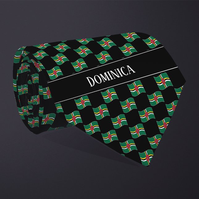 Wavy Dominica Flag Pattern Krawatte (Von Creator hochgeladen)