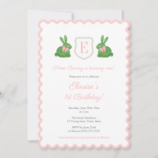 Wavy Edge einige Bunny ist ein 1. Geburtstag Party Einladung