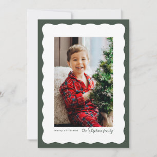Wavy Edge Frame einfaches grünes Weihnachtsgebäck Feiertagskarte