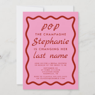 Wavy Edge Pink und Rot Pop Champagne Bridal Einladung
