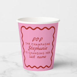 Wavy Edge Pink und Rot Pop Champagne Bridal Pappbecher