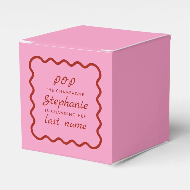 Wavy Edge Rosa und Roter Pop Champagne Geschenkschachtel (Vorderseite)