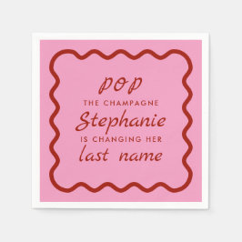 Wavy Edge Rosa und Roter Pop Champagne Serviette