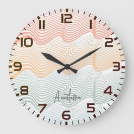 Wavy farbige Streifen mit Ihrem Namen | elegant Große Wanduhr