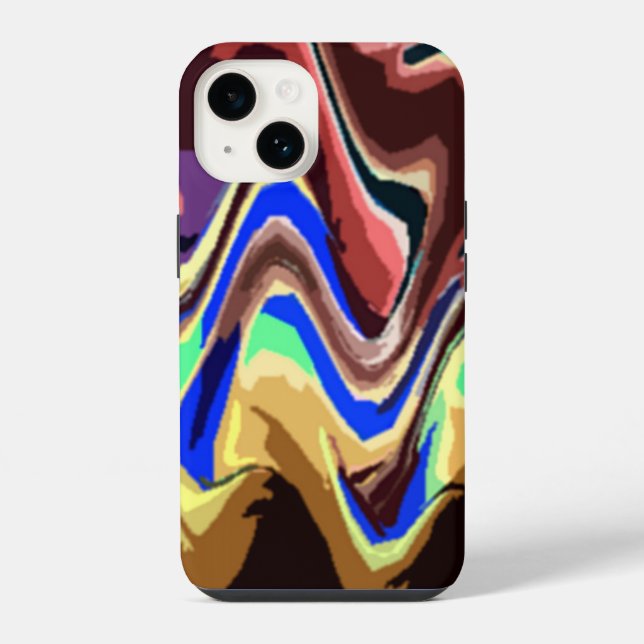 Wavy Fiesta Colors Pattern iPhone 14 Hülle (Rückseite)
